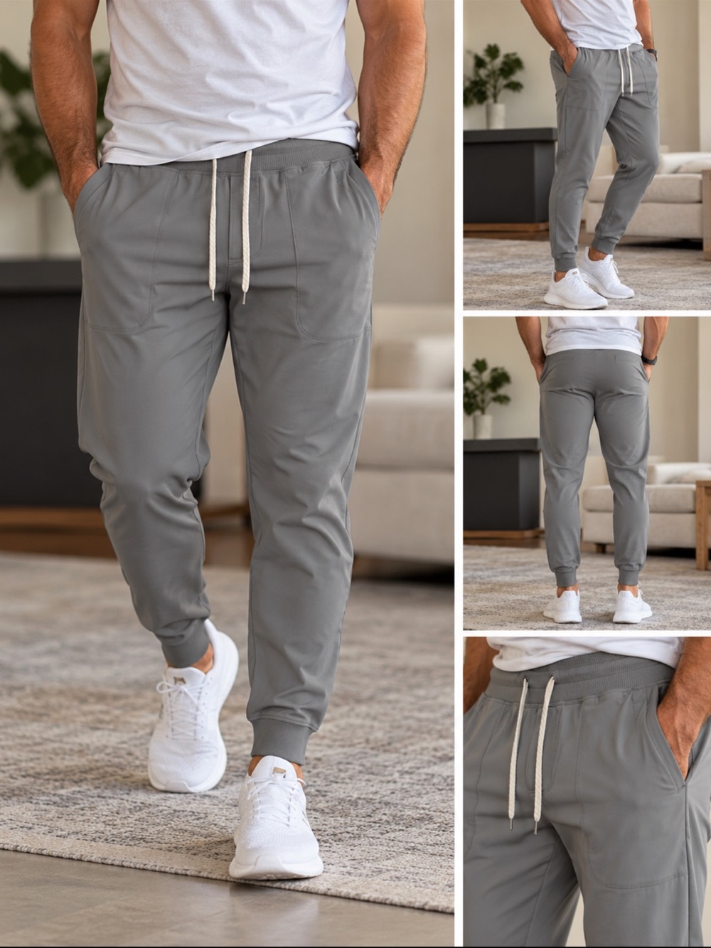 Vuori Men's Grey Jogger Pants with Contrast Drawstring